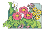 Primary Cutout Illustration of Flowers